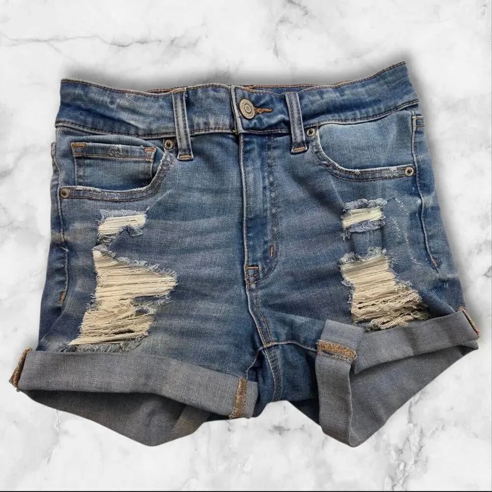 Aeropostale High Rise Midi Jean Shorts Size 2